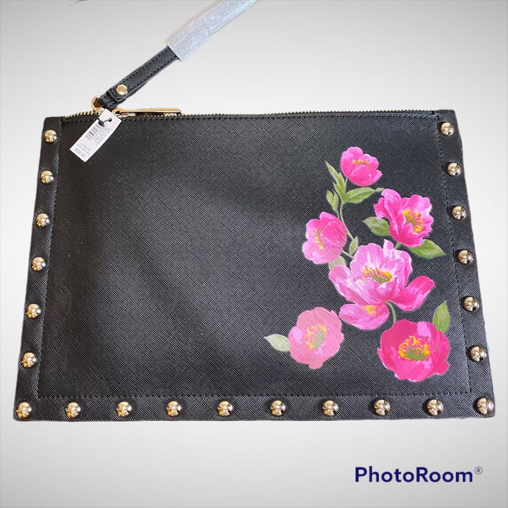 Clutch Purse Black Floral studded NWT White House Black Market